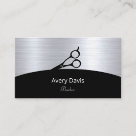 Barber Shop Modern Silver och Black Hair Stylist Visitkort