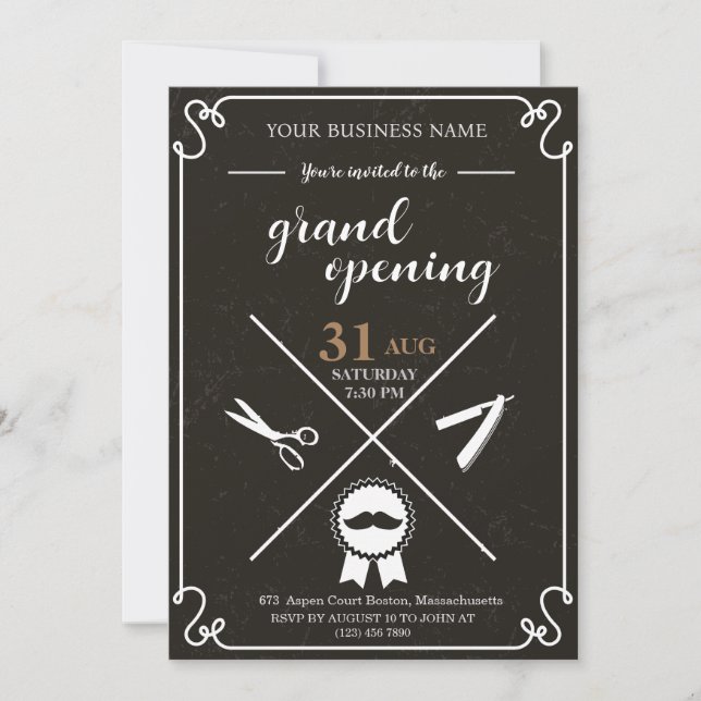 Barber Shop-öppningsinbjudan Inbjudningar (Framsida)
