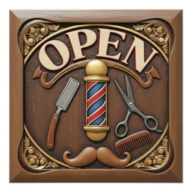 Barber shop Photo Enlargement Fototryck (Framsidan)