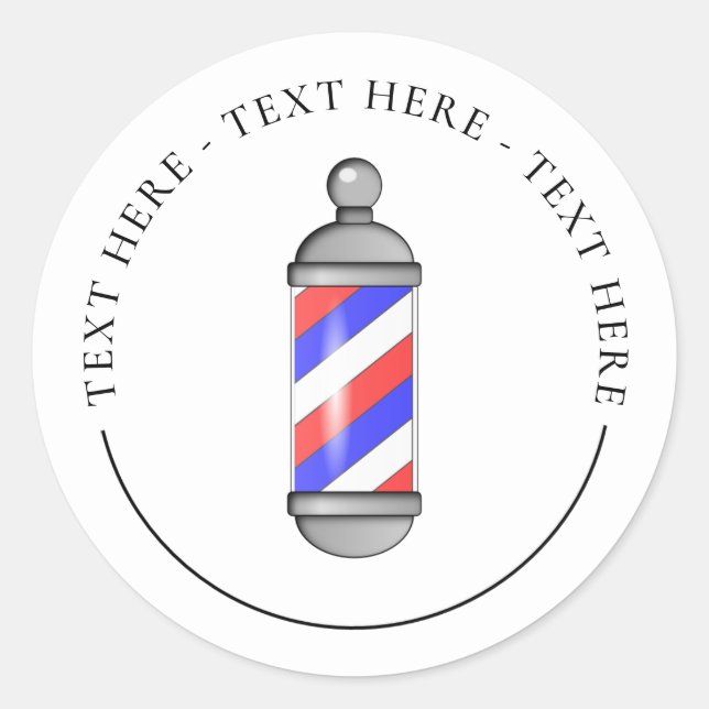 Barber Shop Pole Classic Round Sticker Runt Klistermärke (Framsida)