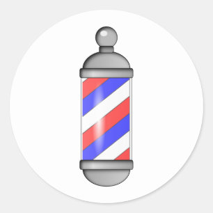 Barber Shop Pole Classic Round Sticker Runt Klistermärke