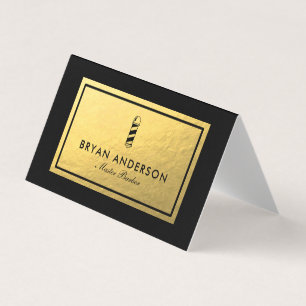 Barber Shop Pole - Faux Gold Foil Foltygad Visitkort