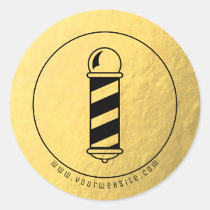 Barber Shop Pole Faux Gold Foil Sticker Runt Klistermärke