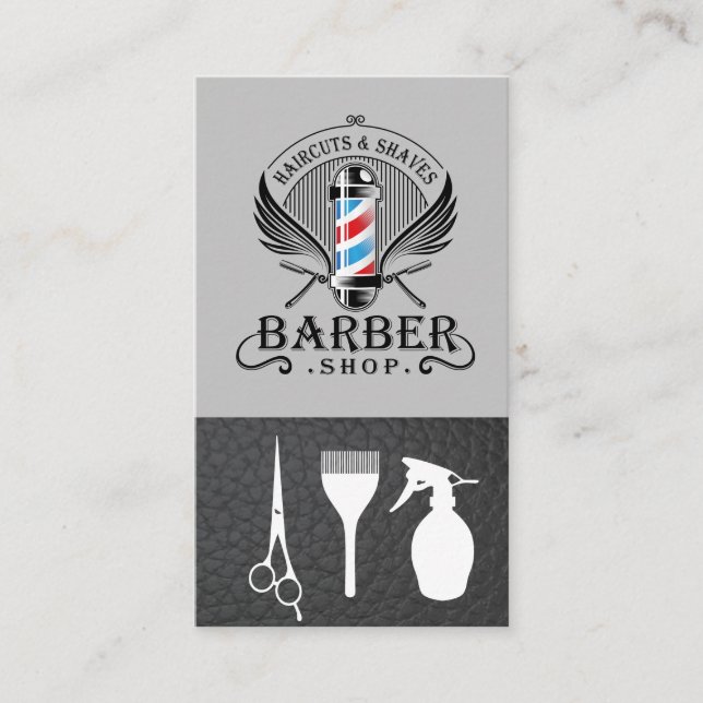 Barber Shop Pole Logotyp | Hair Stylist Visitkort (Framsida)