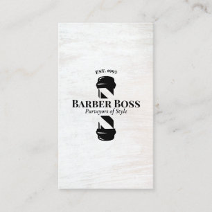 Barber Shop Pole Rustic White Wood Visitkort