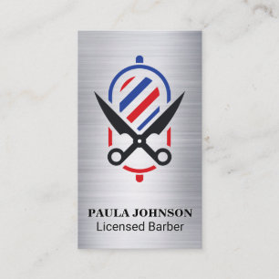 Barber Shop Pole Scissors Visitkort