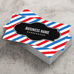Barber Shop Professionell Blue & Red Rand Visitkort