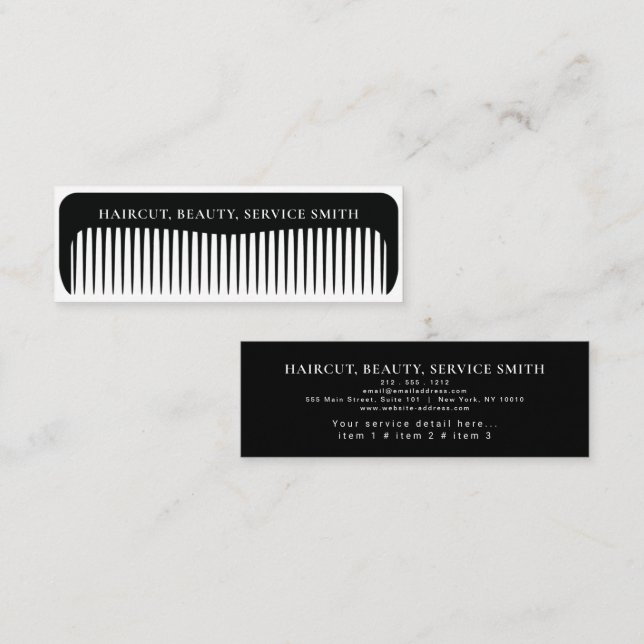 Barber Shop Professionell Frisörskam modern  Mini Visitkort (Fram/baksida)