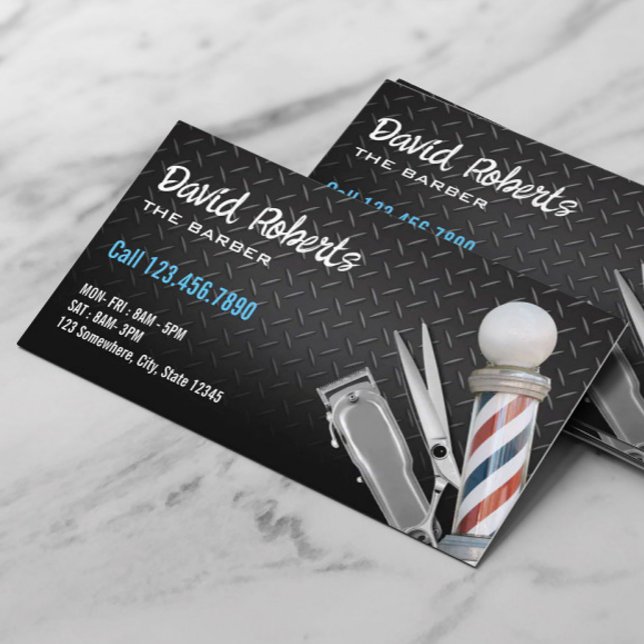 Barber Shop Professionell Hair Clipper Mörk Metall Visitkort (Skapare uppladdad)