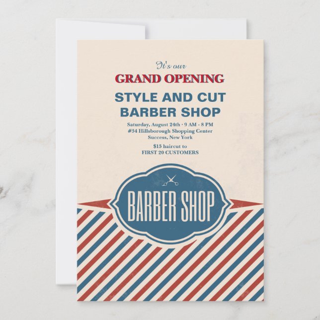 Barber Shop Rand Grand Open Notice Meddelande (Framsida)