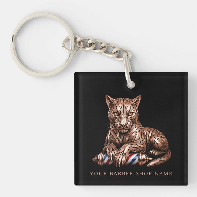 Barber Shop Rose Gold Panther Din Logotyp Varumärk (Framsidan)
