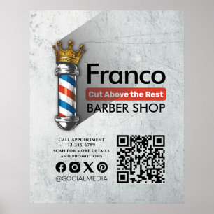 Barber Shop Royal Krona Barber Pole Hair Salon QR Poster