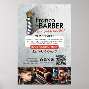 Barber Shop Royal Krona Barber Pole Hair Salon QR Poster