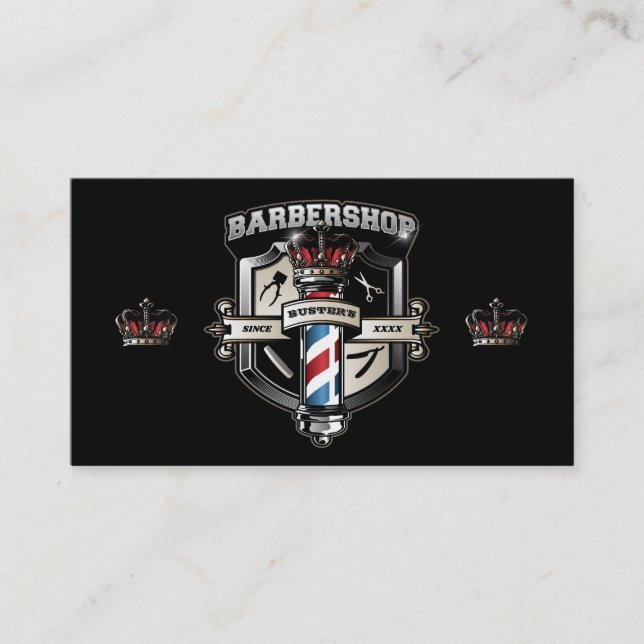 Barber Shop Shield och Krona Visitkort (Framsida)