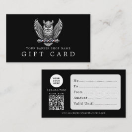 Barber Shop Silver Owl Logotyp Qr Kod Presentkort Visitkort