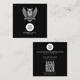 Barber shop Silver Owl Professional Logo Qr-kod Fyrkantigt Visitkort