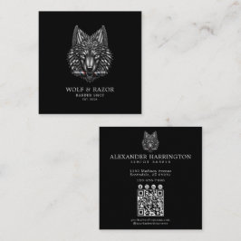 Barber Shop Silver Wolf Professional Qr-kod Fyrkantigt Visitkort
