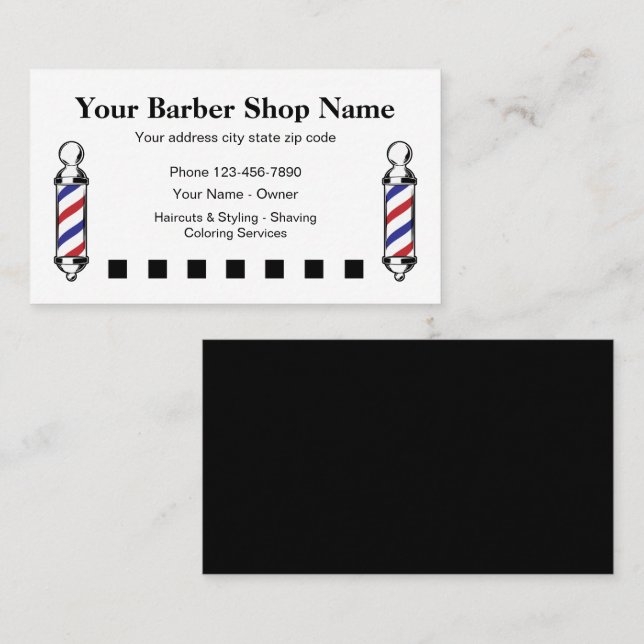 Barber Shop Simple Customer Rewards-design Lojalitetskort (Fram/baksida)