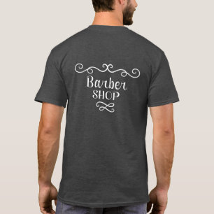 Barber shop simple namn title grått white branzed tee shirt