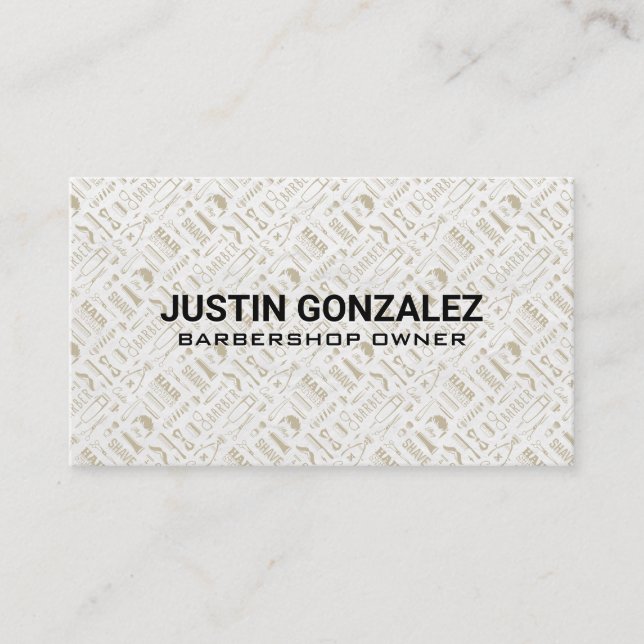 Barber Shop Verktyg Mönster Visitkort (Framsida)