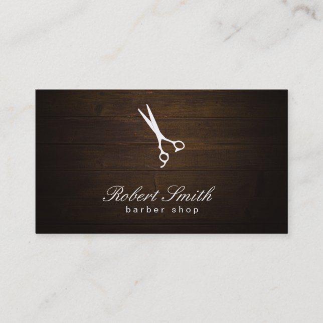 Barber Shop Wood Background Vignette Visitkort (Framsida)