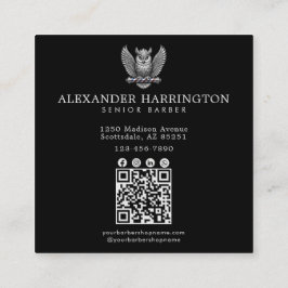 Barber Silver Owl Professional Barber Shop Qr-kod Fyrkantigt Visitkort
