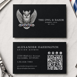 Barber Silver Owl Professional Barber Shop Qr-kod Visitkort