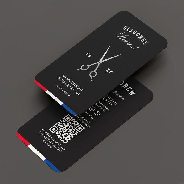 Barber Silver Sax Röda Vita Blå Barbershop   Visitkort (Barber Silver Scissors Red White Blue Barbershop Business Card
☆★
☆★
☆★
☆★
☆★
(35653)
 | 
)