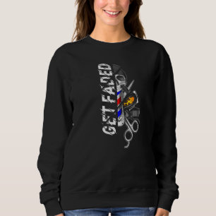 Barber Skalle Få Blekade Korsade Saxar Flammande H T Shirt