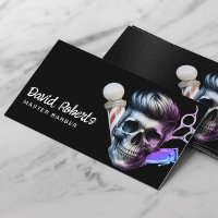 Barber Skull Barbershop Hair Stylist Modern Black