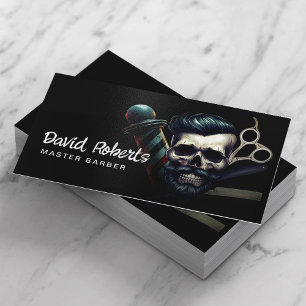 Barber Skull Barbershop Professionell Hårstylist Visitkort