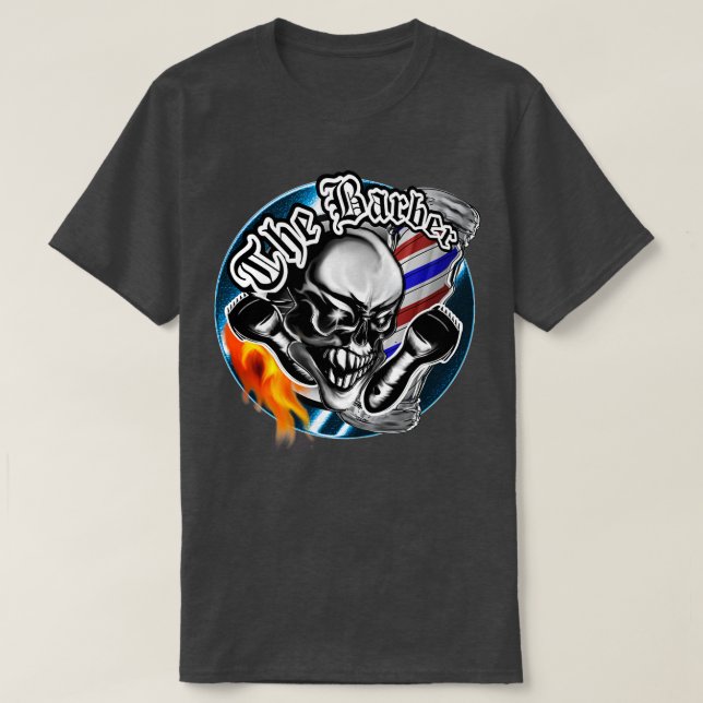 Barber Skull med flamingsradie 1 T Shirt (Design framsida)