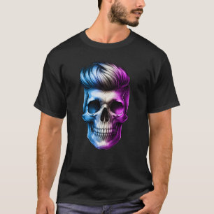 Barber Skull med Mode Haircut Hair Stylist T Shirt