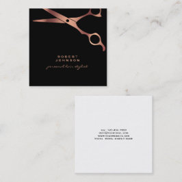 Barber Stylist Luxury Black Copper Scissors Fyrkantigt Visitkort