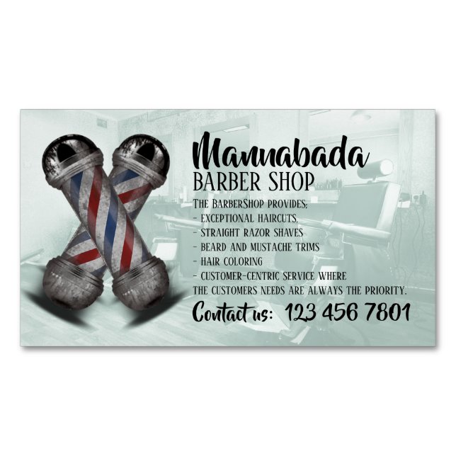 Barber supply shop custom photo magnetiska visitkort (Framsida)