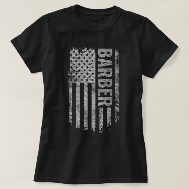 Barber USA Flag Distressed design T Shirt (Design framsida)