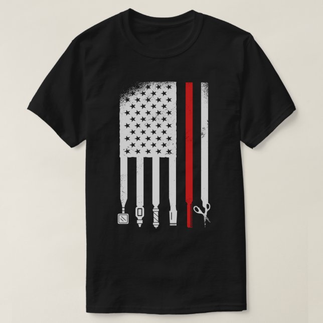Barber USA Grunge Flagga T Shirt (Design framsida)