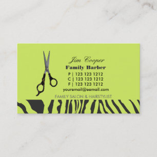 Barber Vassare sax Zebra ränder Mönster Visitkort
