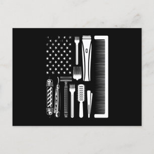 Barber Verktyg American Flagga Vykort