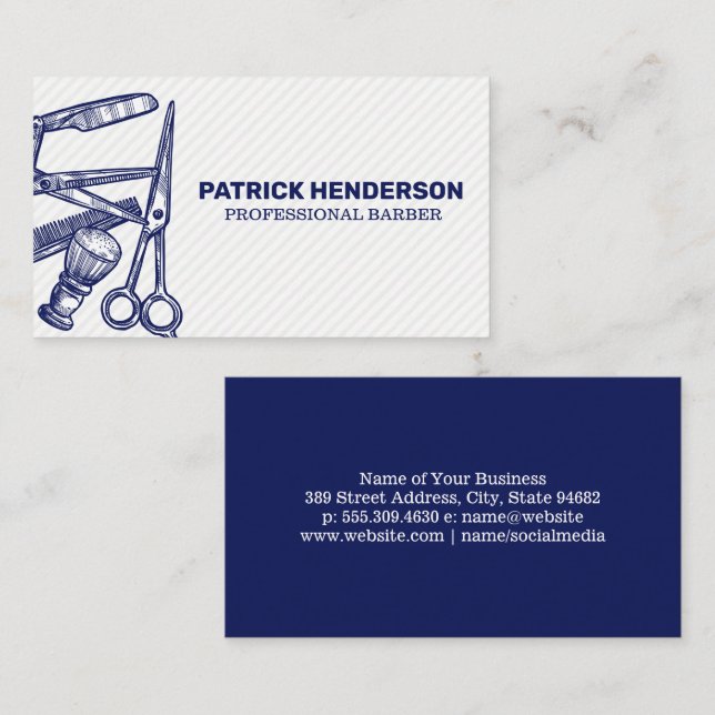 Barber Verktyg | Hair Specialist Visitkort (Fram/baksida)