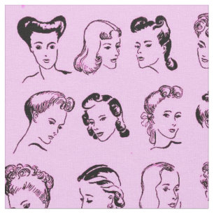 Barber vintage 81 hårstil. 1940-talet mode.Rosa Tyg