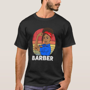 Barber Vintage Black Girl Scissors Sunset Hairdres T Shirt