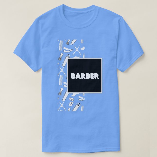Barber White på Black T Shirt (Design framsida)