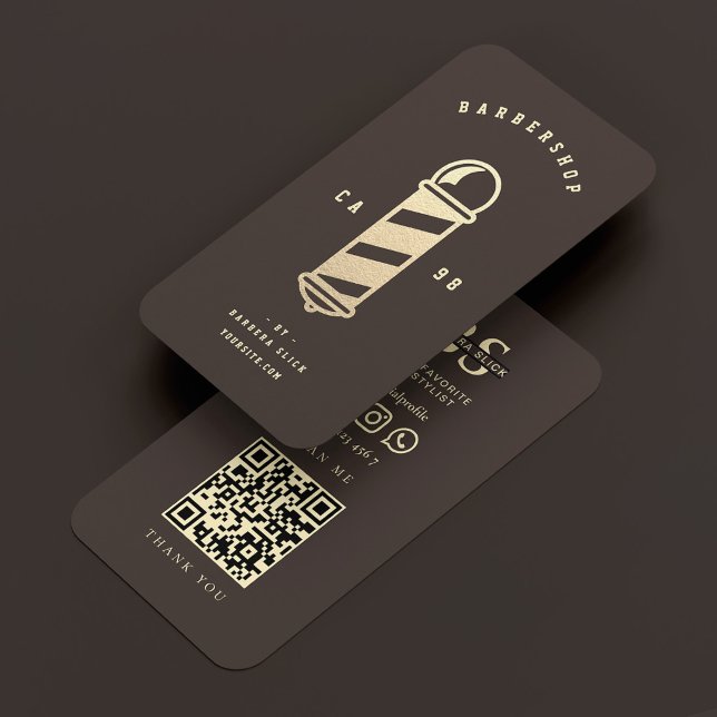 Barberaffär Frisyr Rakning Barberstolpe Espresso Visitkort (Barbershop Haircut Shave Barber's Pole Espresso Business Card
)