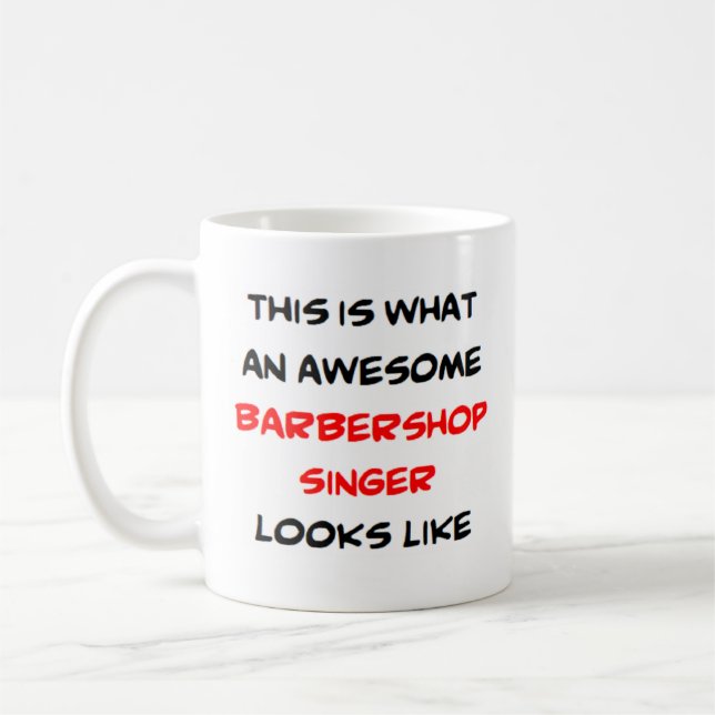 Barberaffärssångare, fantastisk kaffemugg (Vänster)