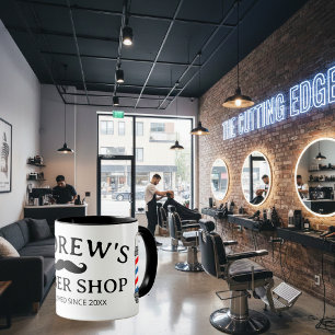 Barberaffe mugg med poler och mustasch