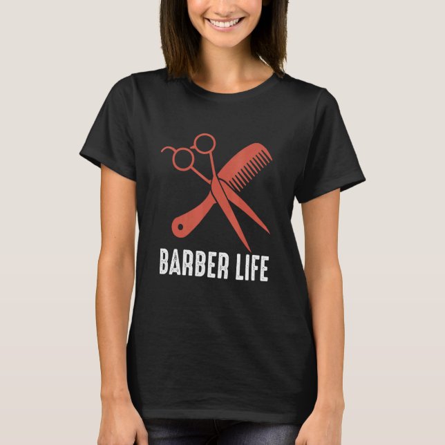 Barberar Liv Frisör Frisör Sax Gra T Shirt (Framsida)