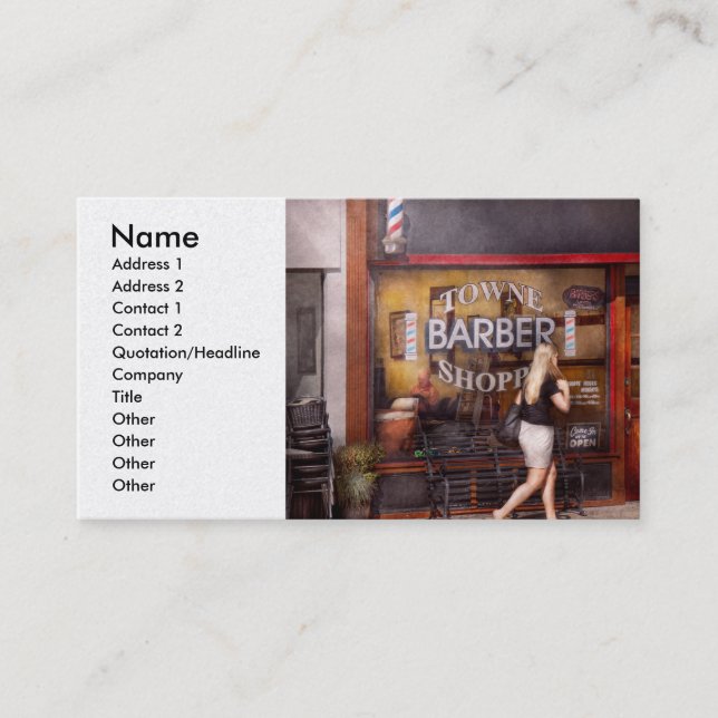 Barberare - Barbershop - Dags för en klippning Visitkort (Framsida)