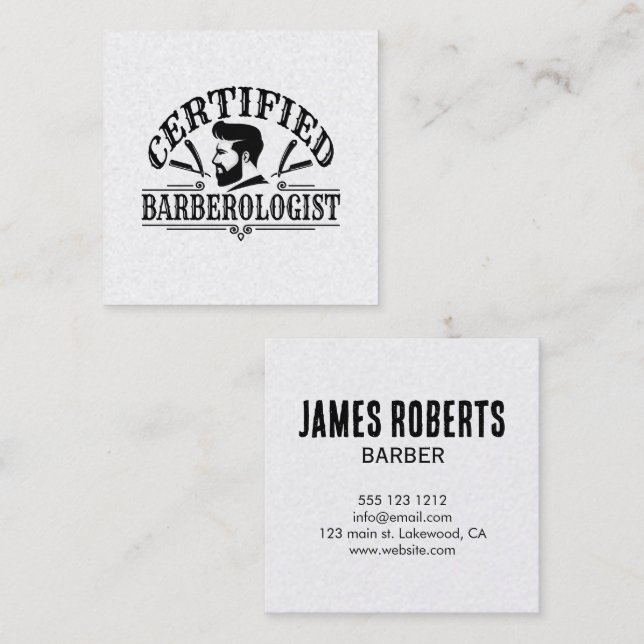 Barberare Frisör Professionell Barberare Fyrkantigt Visitkort (Fram/baksida)