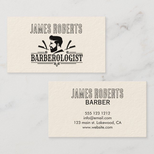Barberare Frisör Professionell Barbershop Visitkort (Fram/baksida)